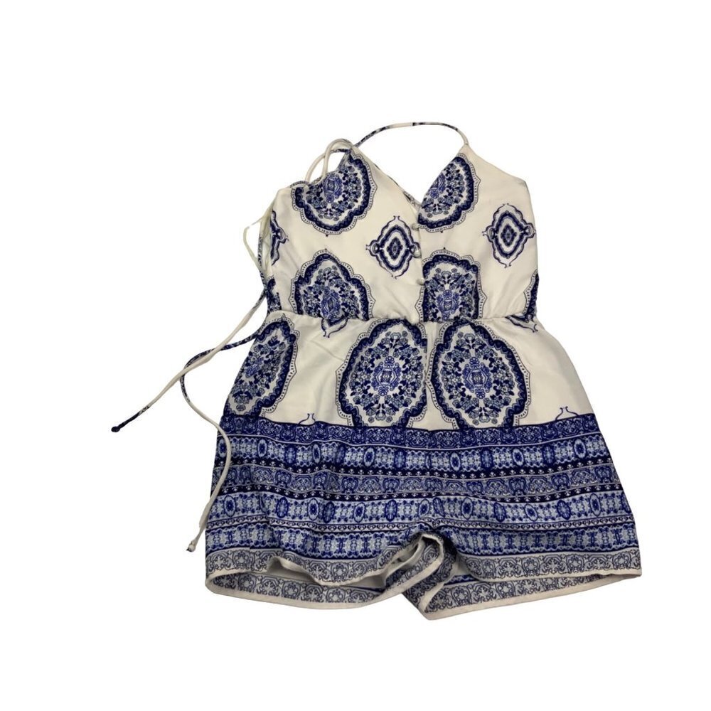Blue & White Cute Romper. Sz S